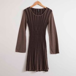 Belle Sleeve Knit Ribbed Stretch Sweater Dress